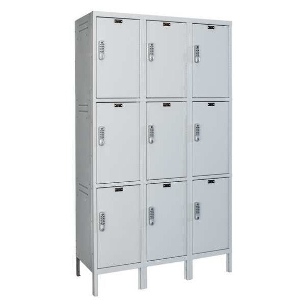 Wardrobe Locker, 45 in W, 21 in D, 78 in H, (3) Tier, (3) Wide, Light Gray