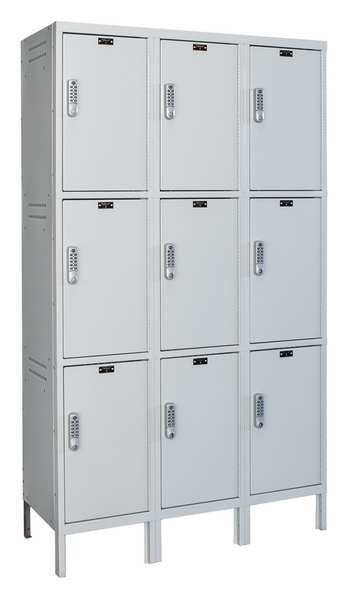 Wardrobe Locker, 45 in W, 18 in D, 78 in H, (3) Tier, (3) Wide, Light Gray