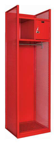 Gear Locker, (1) Tier, (1) Wide, Galvanneal Steel, Red, Powder Coated Finish, 24 3/4 in W, 22 in D
