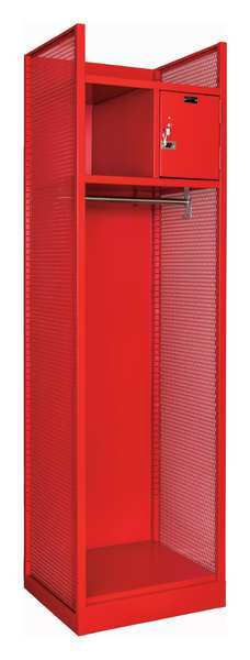 Gear Locker, (1) Tier, (1) Wide, Galvanneal Steel, Red, Powder Coated Finish, 24 3/4 in W, 22 in D