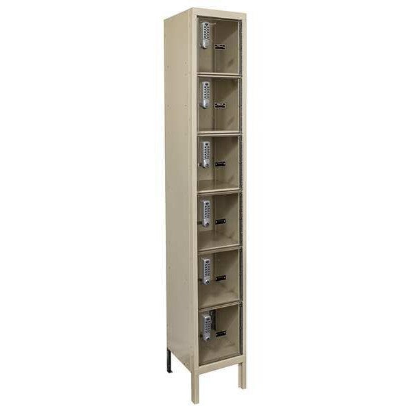 Box Locker, 12 in W, 18 in D, 78 in H, (1) Wide, Tan