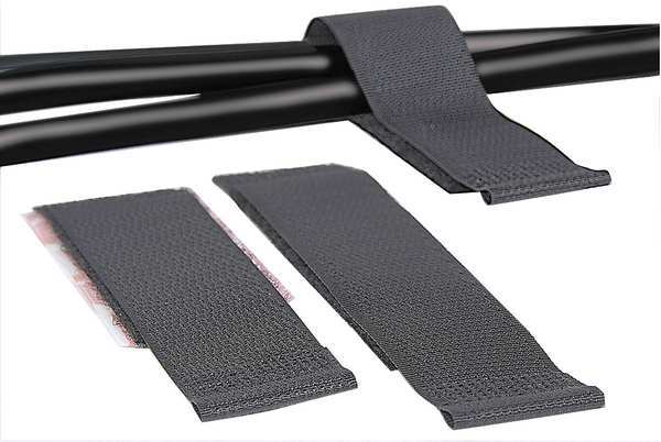 Reclosable Fastener, Rubber Adhesive, 4 in, 1 in Wd, Black, 25 PK
