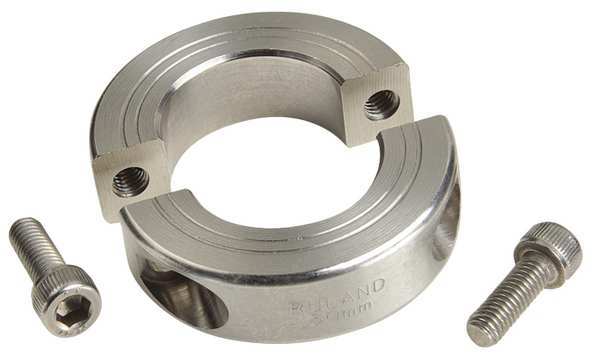 Shaft Collar, Clamp, 2Pc, 1/4 In, 316 SS