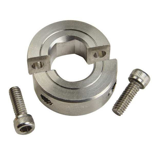 Shaft Collar, D-Bore, 2Pc, 1/4 In, 303 SS
