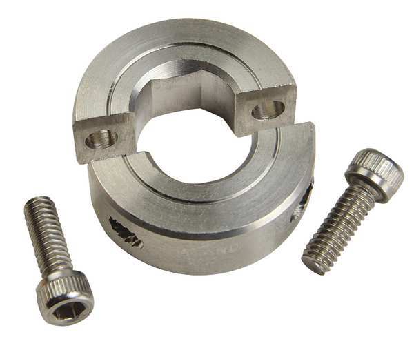 Shaft Collar, D-Bore, 2Pc, 1/2 In, 303 SS