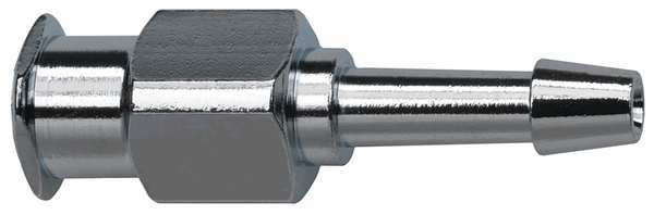 Luer Lock Barb Adapter, Plated Brass Silver