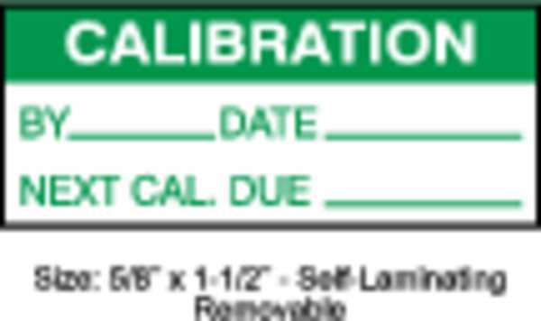 Calibration Label, ENG, Green/White, PK350, TCRSL2-22134