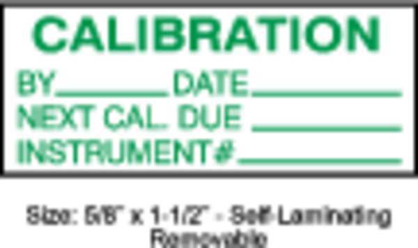 Calibration Label, ENG, Green/White, PK350, TCRSL2-22133