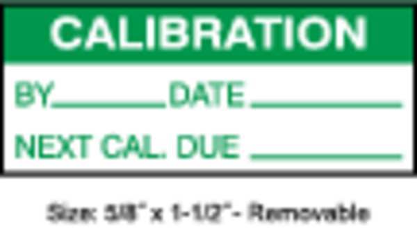 Calibration Label, ENG, Green/White, PK350, TCR-22134