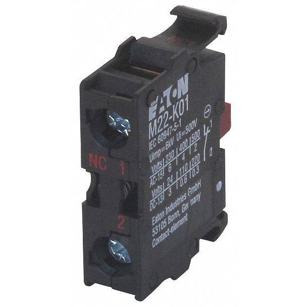 Contact Block, Screw, Black, 22mm, 1NC