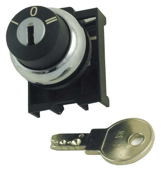 Non-Illum Selector Swtch, 22mm, 3 Pos, Keyd