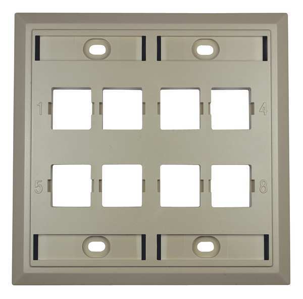 Wall Plate, 2 Gang, 8 Port, Ivory