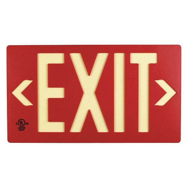 Exit Sign, PM75, Red w/PL Single