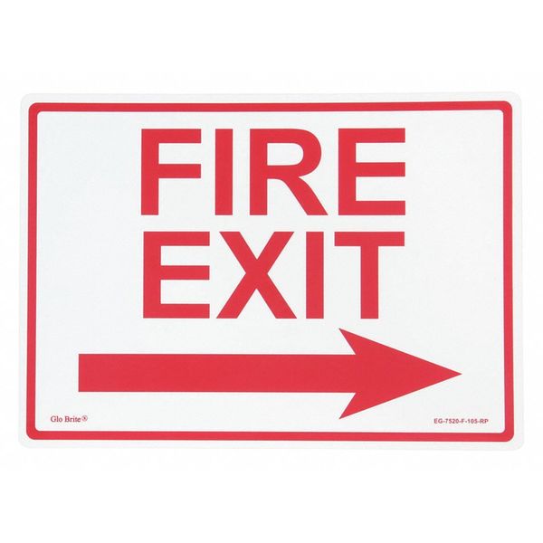 Fire Exit Arrow, Red w/PL, 14