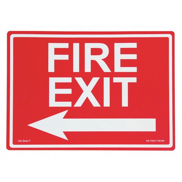 Fire Exit Left Arrow, Red On PL, 14