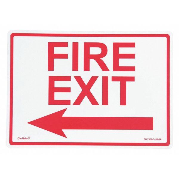 Fire Exit Left Arrow, Red On PL, 14