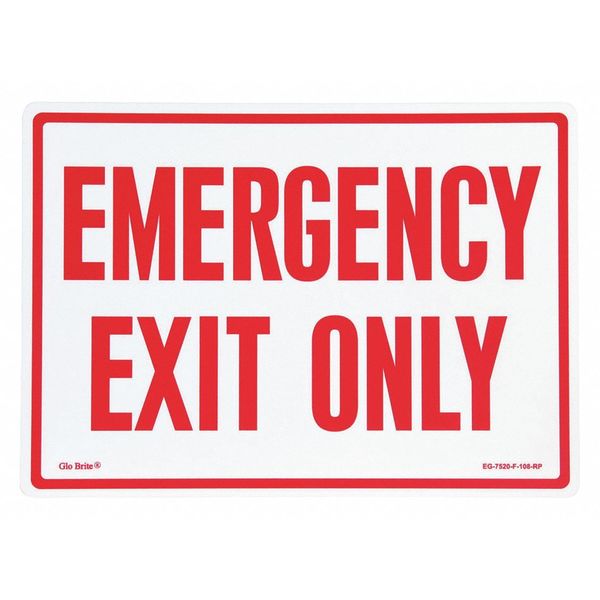 Emergency Exit Only, Red On PL, 14