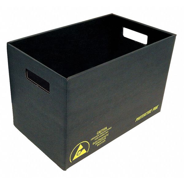 ESD Conductive Bin, Black, Cardboard, 17 5/8 in L, 10 1/2 in W, 3 5/8 in H
