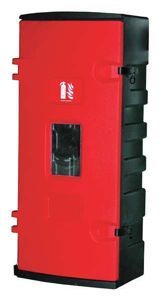 Fire Extinguisher Cabinet, Wall Mount, 37 in Height, 30 lb, Plastic