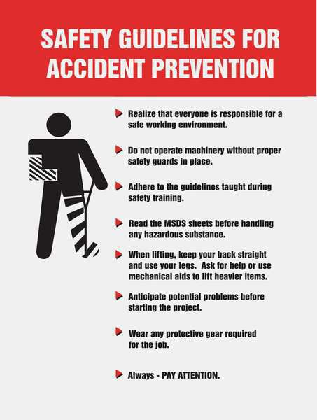Poster, Safety Guidelines For, 18 x 24 In.