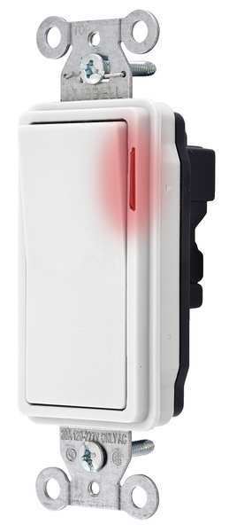 Pilot Lit Wall Swtch, 1-Pole, 120/277V, Wht