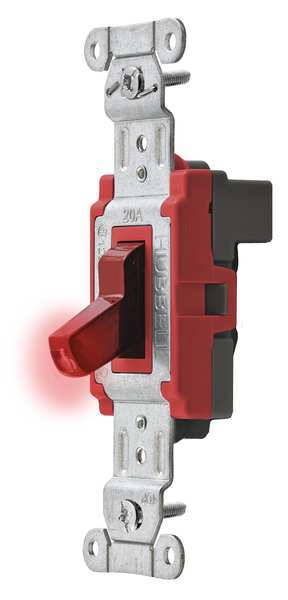 Pilot Lit Wall Swtch, 1-Pole, 120/277V, Red
