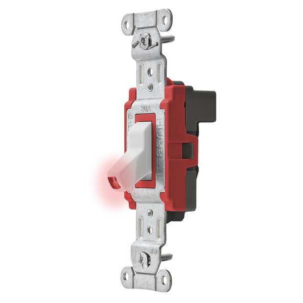 Pilot Lit Wall Swtch, 1-Pole, 120/277V, 20A