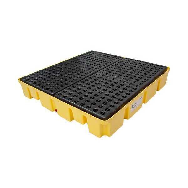 Drum Spill Containment Pallet, 66 gal Spill Capacity, 4 Drum, 6000 lb., High Density Polyethylene