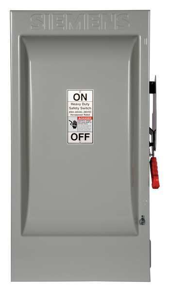 Fusible Safety Switch, Heavy Duty, 240V AC, 3PST, 200 A, NEMA 1