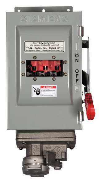 Nonfusible Safety Switch, Heavy Duty, 600V AC, 3PST, 30 A, NEMA 12