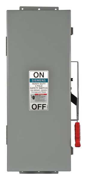 Nonfusible Safety Switch, Heavy Duty, 600V AC, 4PST, 60 A, NEMA 1
