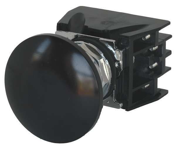Hazardous Location Push Button with Contacts, 30 mm, 1 NC, 1 NO, Black