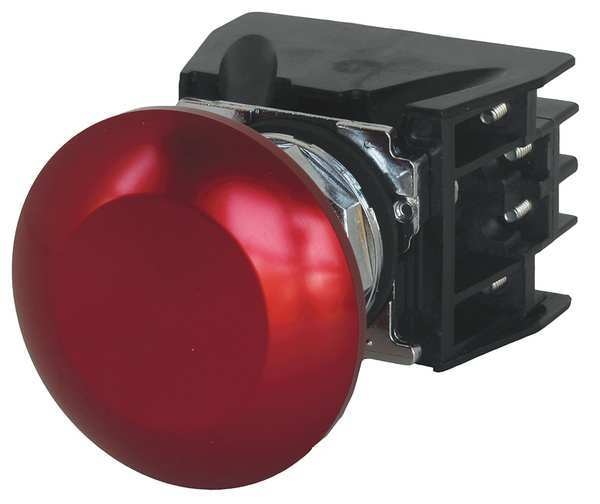 Hazardous Location Push Button with Contacts, 30 mm, 1 NC, 1 NO, Red