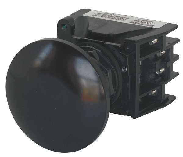 Hazardous Location Push Button with Contacts, 30 mm, 1 NC, 1 NO, Black