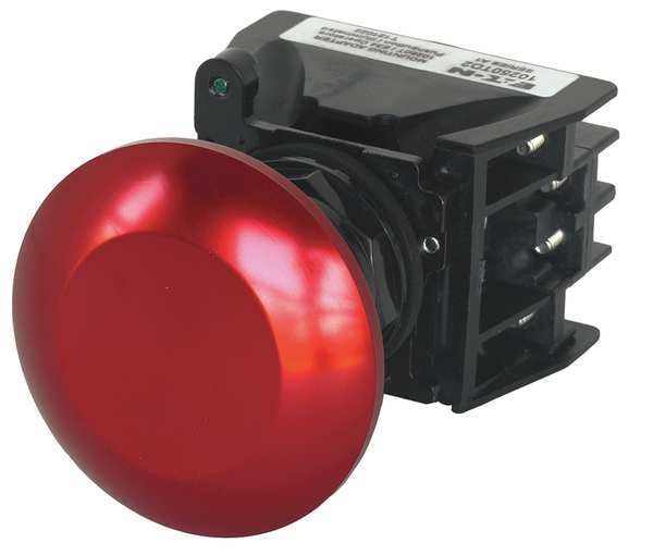 Hazardous Location Push Button with Contacts, 30 mm, 1 NC, 1 NO, Red