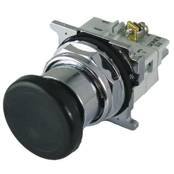 Hazardous Location Push Button with Contacts, 30 mm, 1 NC, 1 NO, Black