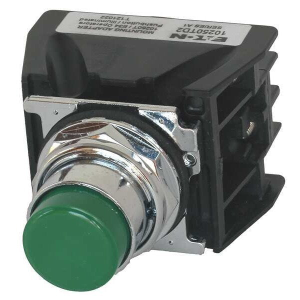 Hazardous Location Push Button with Contacts, 30 mm, 1 NC, 1 NO, Green
