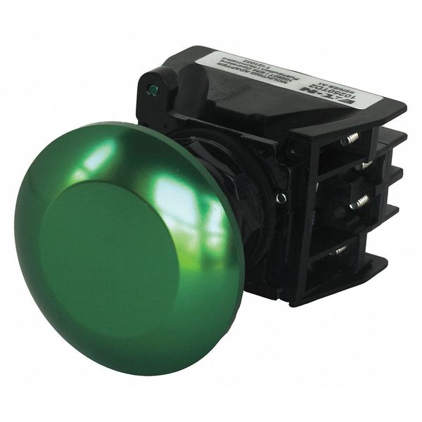 Hazardous Location Push Button with Contacts, 30 mm, 2 NC, 2 NO, Green