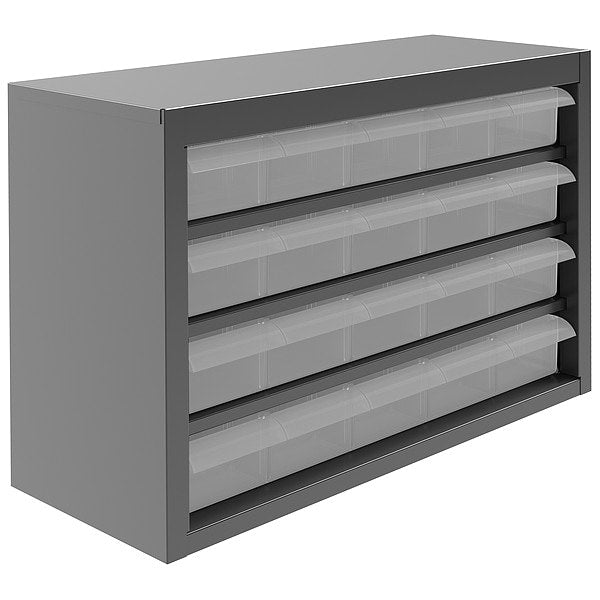 Compartment Cabinet with 20 Drawers, Steel, Polypropylene, 16 3/4 in W x 11 1/4 in H x 6 1/2 in D