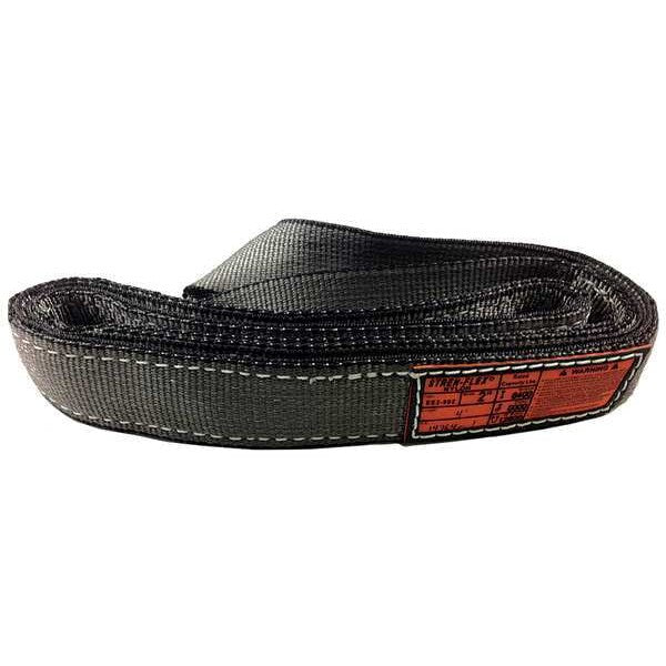 Synthetic Web Sling, Twisted Eye and Eye, 6 ft L, 4 in W, Reinforced Edge Nylon, Gray