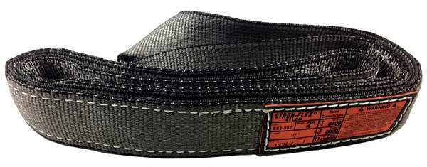 Synthetic Web Sling, Twisted Eye and Eye, 4 ft L, 2 in W, Reinforced Edge Nylon, Gray