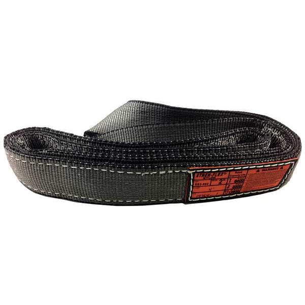 Synthetic Web Sling, Twisted Eye and Eye, 18 ft L, 3 in W, Reinforced Edge Nylon, Gray