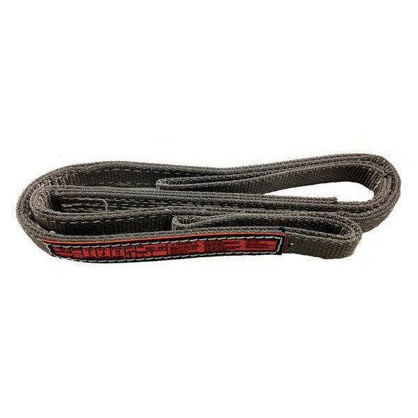 Synthetic Web Sling, Flat Eye and Eye, 16 ft L, 1 in W, Reinforced Edge Nylon, Gray