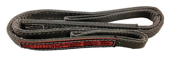 Synthetic Web Sling, Flat Eye and Eye, 20 ft L, 2 in W, Reinforced Edge Nylon, Gray