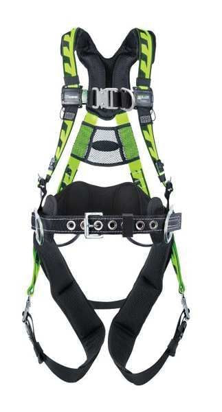 Full Body Harness, Vest Style, S/M, Polyester, Green