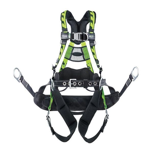 Full Body Harness, Vest Style, L/XL, Polyester, Green