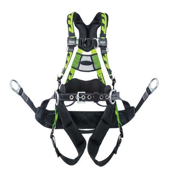 Full Body Harness, Vest Style, 2XL/3XL, Polyester, Green