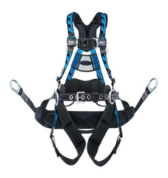 Full Body Harness, Vest Style, L/XL, Polyester, Blue