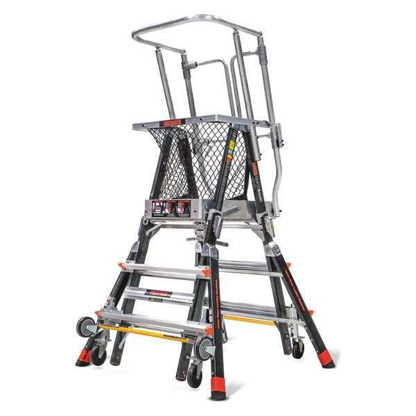 3 to 5 ft Fiberglass Adjustable Safety Cage Platform Stepladder