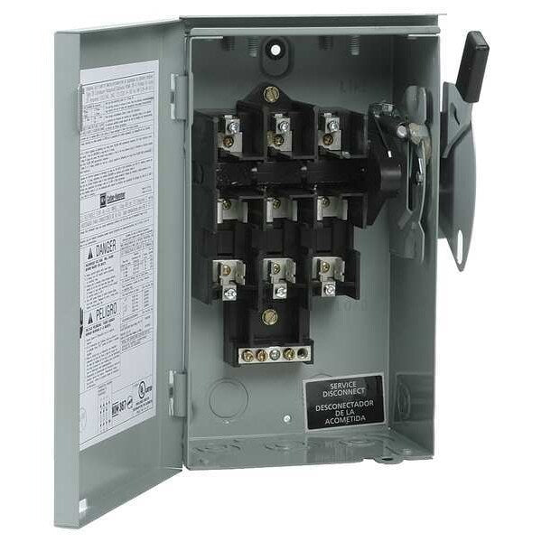 Fusible Safety Switch, General Duty, 240V AC, 3PST, 100 A, NEMA 1